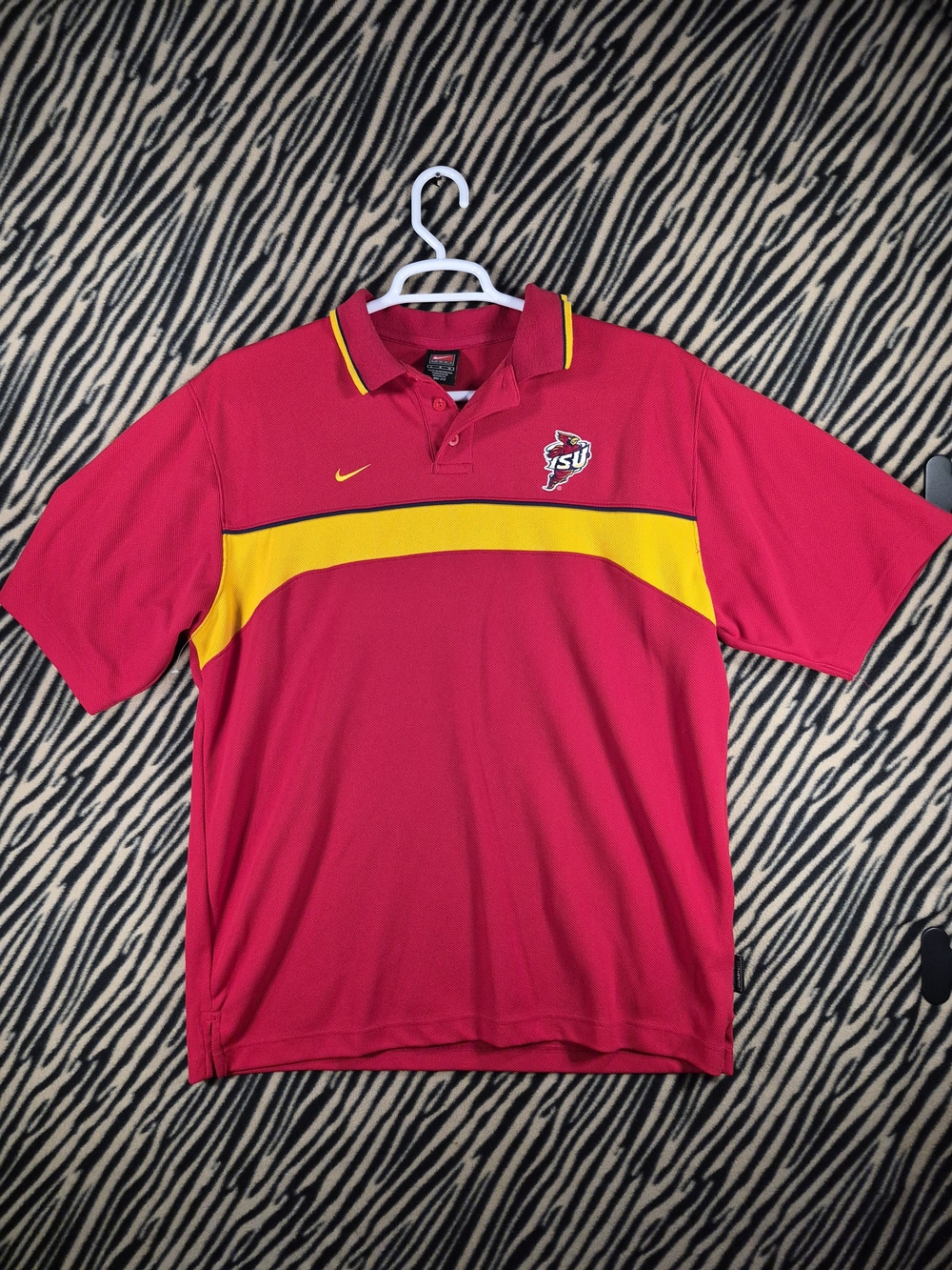 Nike Men’s Red and Yellow Polo with JSU Logo
